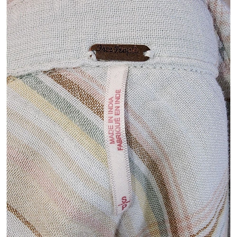 Free People Women's Cream Plaid Button-Up Size S - Picture 7 of 7